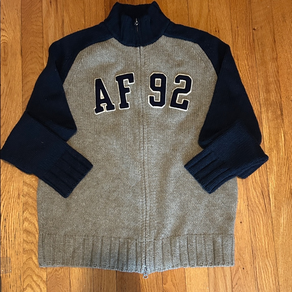 Abercrombie & Fitch Vintage 90’s AF92 Zip Up Wool Blend Red and Blue Sweater L